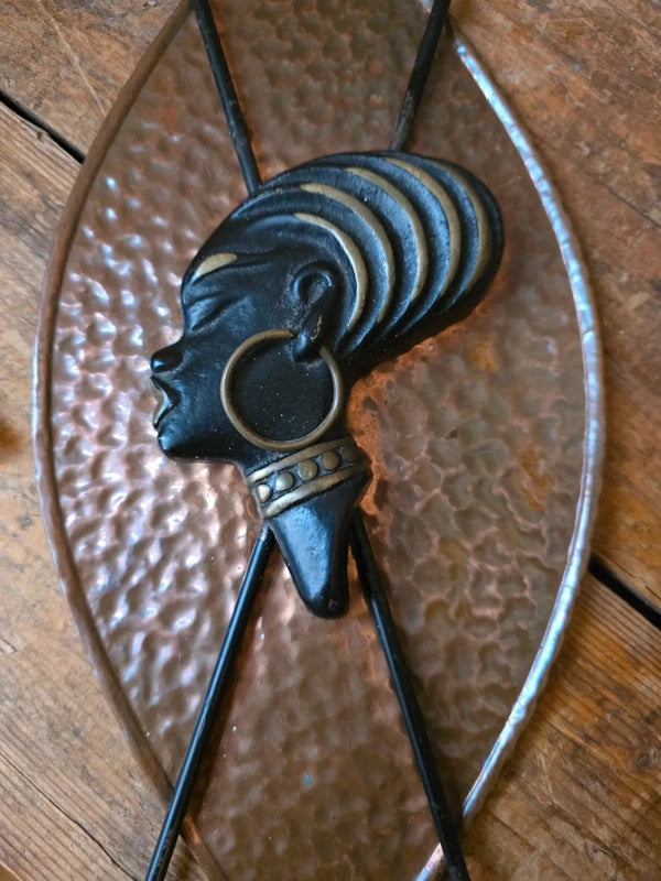 RARE Vintage Pair Richard Rohac Wall Sculptures Bronze Brass Shield Spears Art Deco / Mid Century