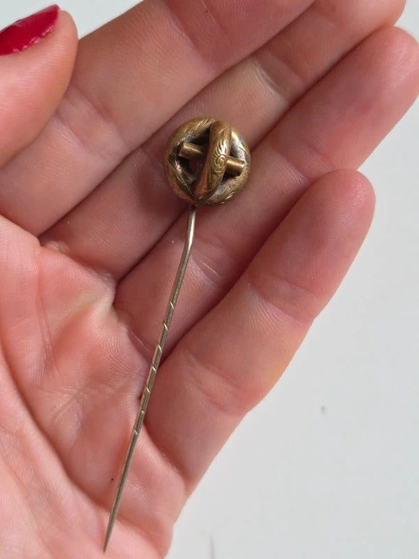 Antique Edwardian Gold tone Love Knot Stick Pin