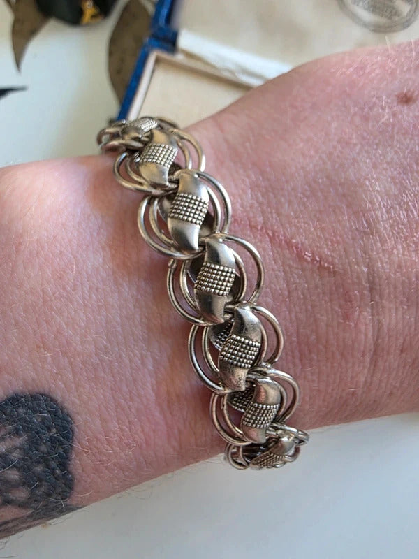 Vintage Sterling Silver danish? Textured Link Bracelet