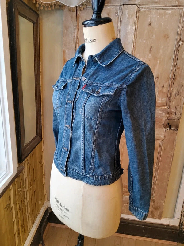 Vintage McLady Denim Jacket Japanese Denim Fitted Trucker UK 10