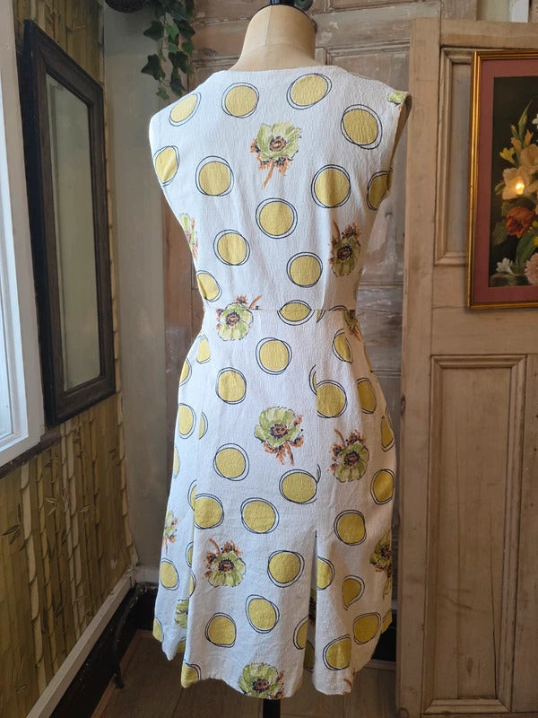 Vintage 1960s novelty butter yellow - Mod Cotton Wiggle Shift Dress