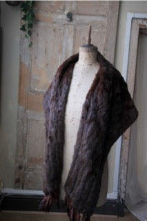 Vintage 1940s Ermine brown fur shawl - wrap -  Goodwood revival