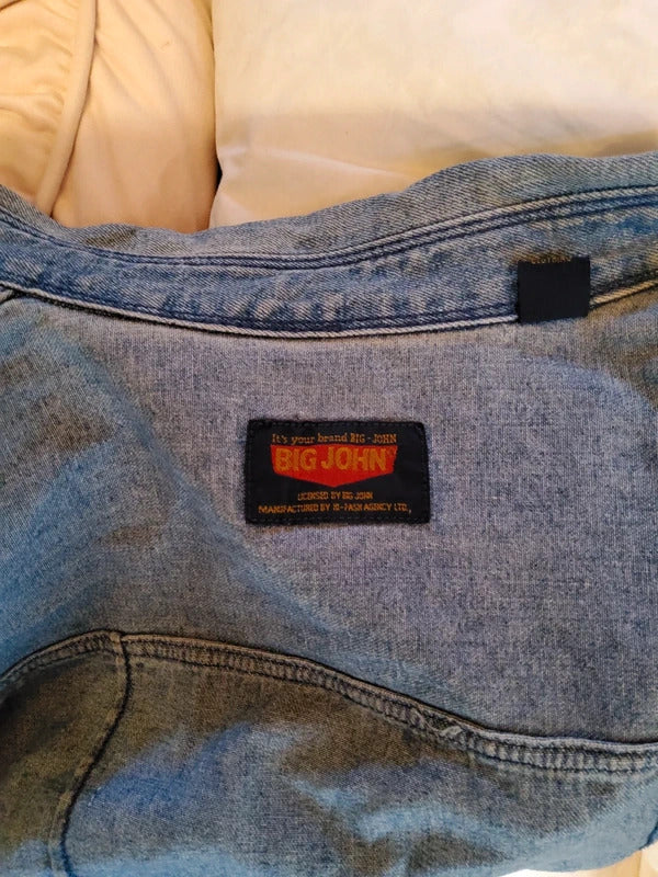 Vintage 1990s Big John Denim Shirt Japanese Denim Chambray Button Down UK 8