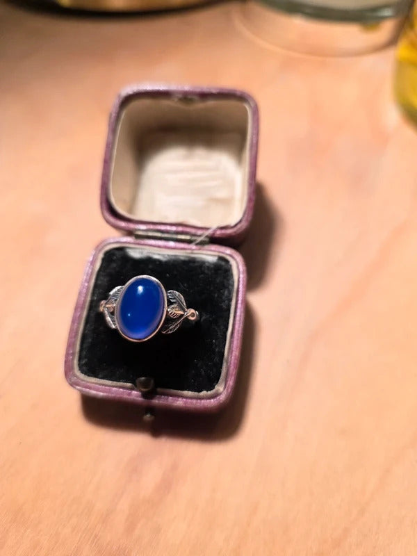 Vintage Sterling Silver Blue Chalcedony Ring – Size V