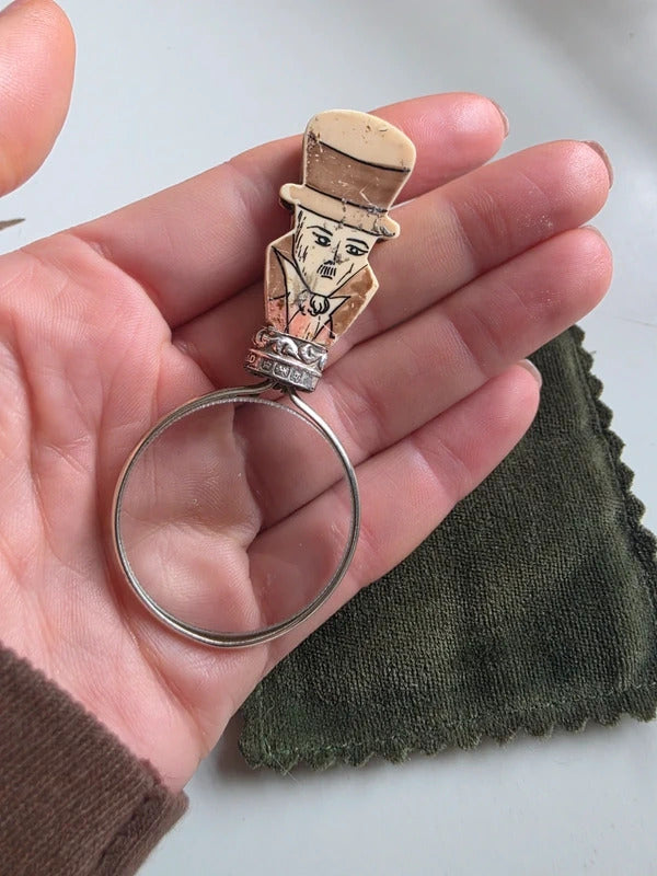 Antique Victorian 1890s Sterling Silver & Bone Magnifying Glass