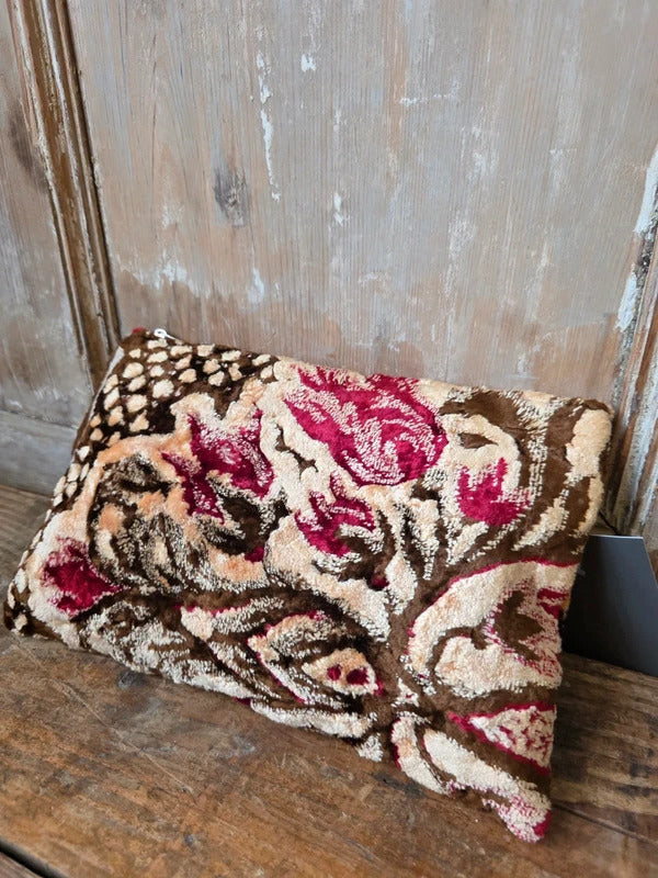 Handmade Moroccan Upcycled Fabric Makeup Bag – Velvet Pouch