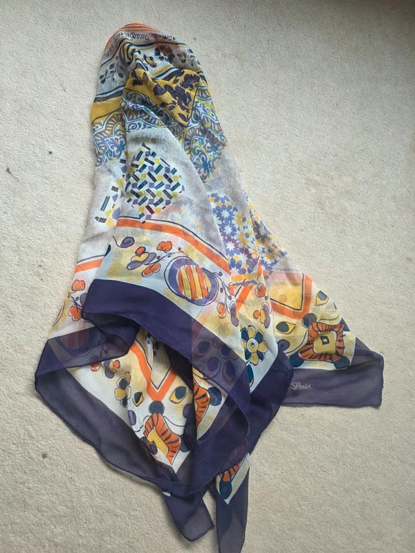 Vintage Per Spook Silk Scarf – Signed Designer Print