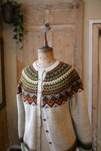 Vintage 1970s fairisle cardigan  - button down -  wool