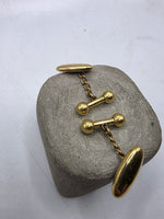 Load image into Gallery viewer, Vintage 1930s gold tone classic oval cufflinks
