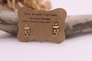Vintage 1940s blue stone gold tone clip on earrings costume jewellery