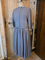 Load image into Gallery viewer, Vintage 1940s Clayburn Model London Dress – Drop Waist, Pleated Skirt, Button Front (UK 12–14)

