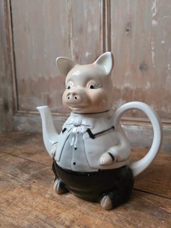 Tony Wood "Master Piggy" Novelty Teapot – Staffordshire Pottery – Vintage English Character Ware
