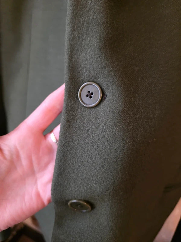 Bottega Veneta Olive Wool Blazer Detachable Ribbed Knit Shawl Collar 44"