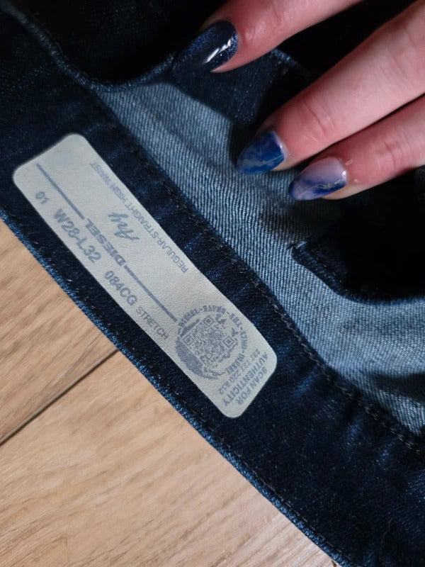 Diesel Raw Denim Cropped Wide Leg Jeans | Dark Indigo | UK 12 | W28 L32