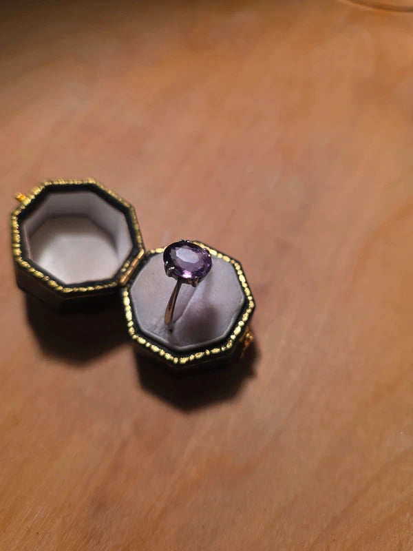 Vintage 1940s Sterling Silver Amethyst Ring – Oval Cut