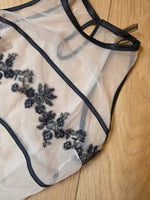 Load image into Gallery viewer, Y2K Intimissimi Sheer Mesh Bodysuit Floral Lace Halter Neck Lingerie Italian Coquette ~ Size S
