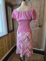 Load image into Gallery viewer, Vintage Y2K Pink pinup Gingham Bardot Top Cotton approx UK 12
