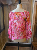 Load image into Gallery viewer, Original Y2K Italian Pink Paisley Tie-Dye Bell-Sleeve Blouse  UK 8/10
