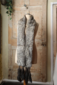 Vintage 1920s Chinchilla Fur Stole – Gatsby Era Grey Wrap – Long Luxury Scarf