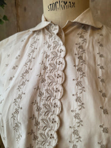 Vintage 1940s Embroidery Anglaise Cotton Blouse UK Size 12 by Clogmore
