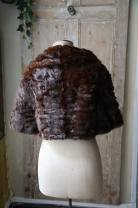 Vintage 1940s Mink Fur Coat – Dark Brown – Original Swing Cropped Evening Jacket