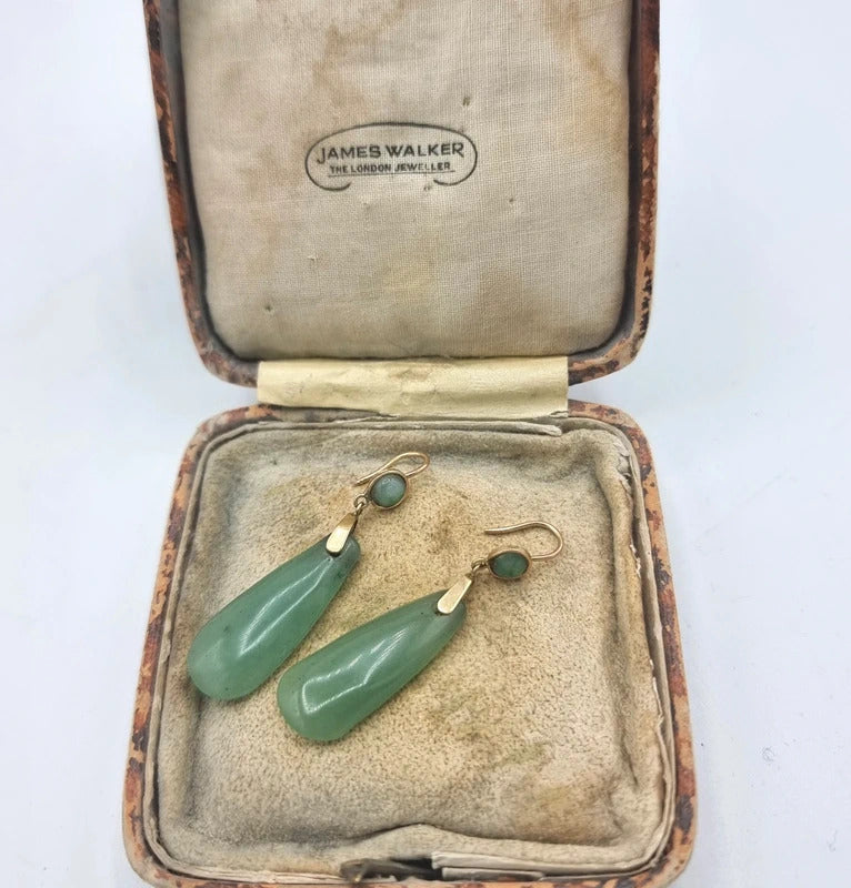 Antique Jade Earrings - Edwardian jewellery - 18ct gold