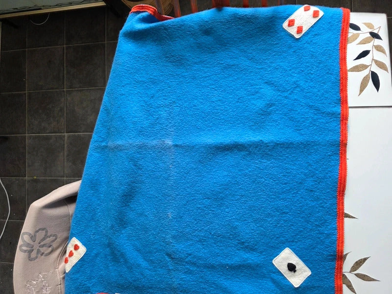 1930s Wool Felt Novelty Card Table Cloth – Playing Card Motif