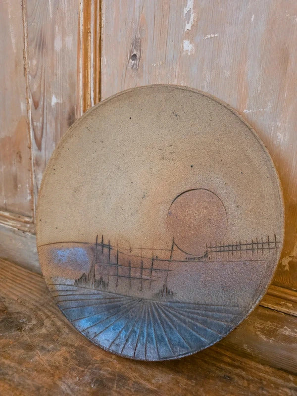 Vintage Studio Pottery by Paul Goddard | Large Hand Thrown Stoneware Wall Plate | 1989
