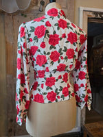 Load image into Gallery viewer, Vintage 1980s/90s Joliet Red Rose Print Blouse approx UK 12

