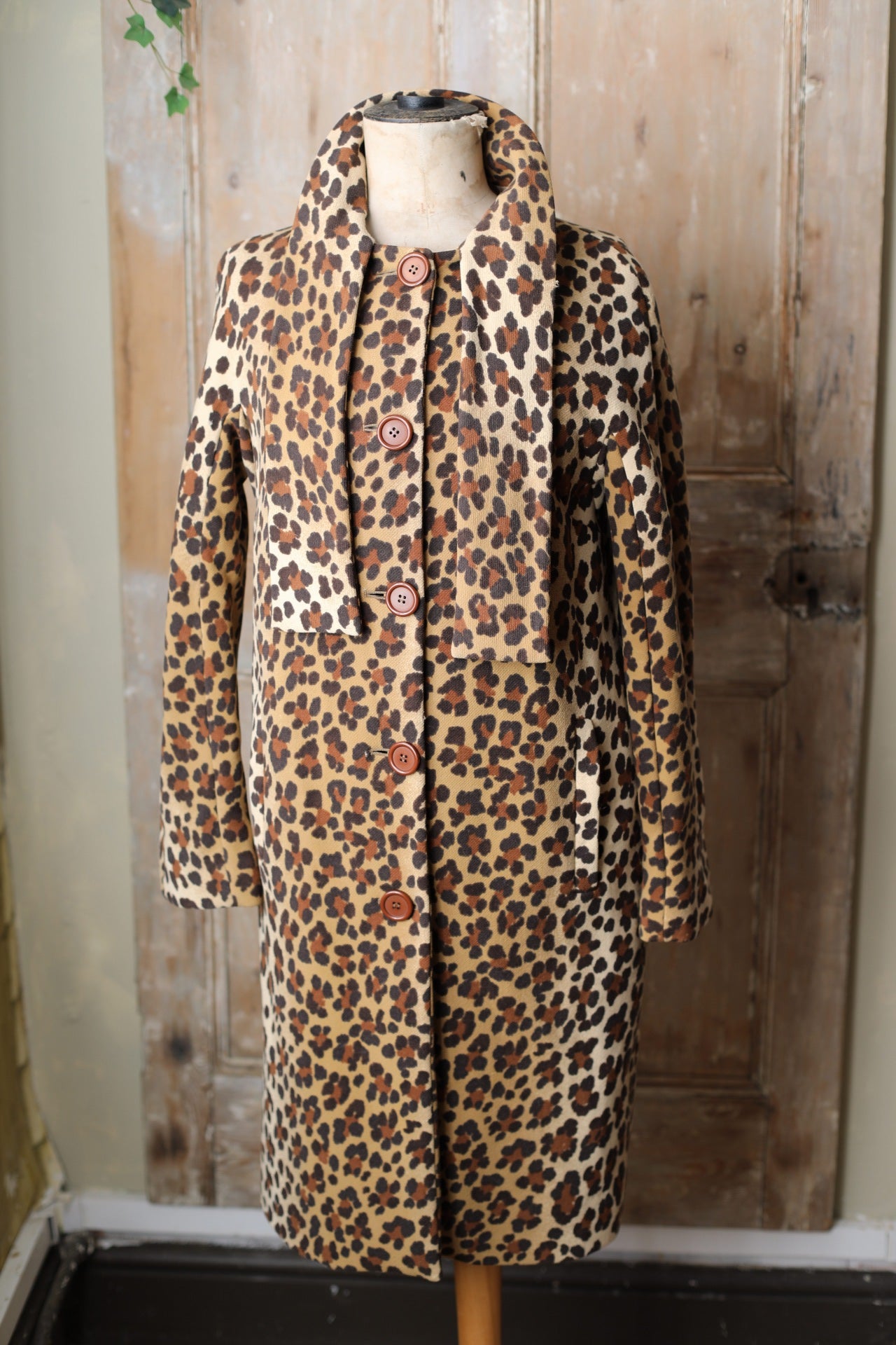 Vintage Y2K Moschino wool leopard print coat - 1960s style original