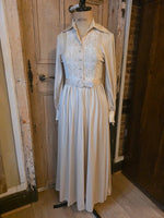 Load image into Gallery viewer, Vintage 1970s Cream Crochet Panel Maxi Dress with Belt UK10
