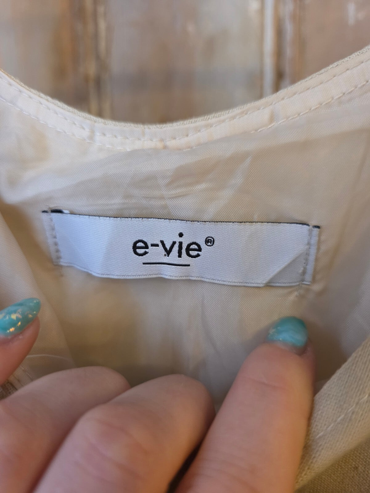 Vintage Y2K e-vie Linen Maxi Dress | Cream Bias-Panel Slip | Ankle Length | UK8 pietra