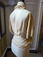 Load image into Gallery viewer, Vintage Max Mara Silk Blouse | Gold Cowl Drape Neck | Fluid Silk | UK 12 pietra

