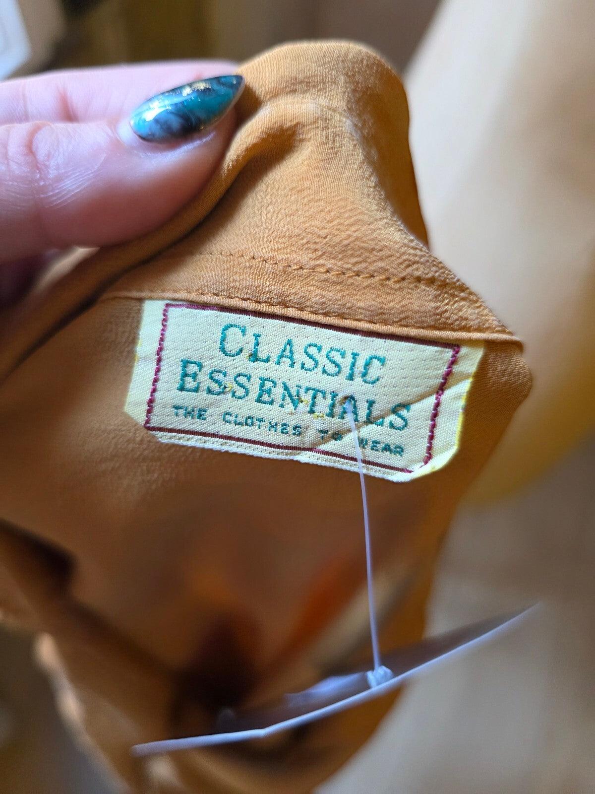 Vintage 1980s Classic Essentials Silk Blouse | Caramel Utility Shirt | UK 12