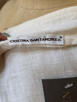 Load image into Gallery viewer, Vintage Cristina Santandrea Linen &amp; Lace Skirt Broderie Anglaise | pietra | UK 8 / W26"
