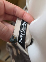 Load image into Gallery viewer, Vintage Y2K Betty Barclay Tiered Camo Skirt pietra| Chiffon Overlay | Grey Print | W30"
