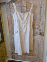 Load image into Gallery viewer, Vintage Y2K NEF Linen Utility Dress | Structured Panelled Shift | UK 6/8 pietra
