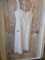 Load image into Gallery viewer, Vintage Y2K NEF Linen Utility Dress | Structured Panelled Shift | UK 6/8 pietra
