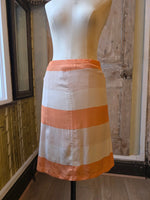 Load image into Gallery viewer, Vintage Handmade Orange Silk Skirt | Colour Block Stripe | Kick pleats | W34" pietra
