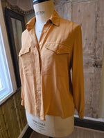 Load image into Gallery viewer, Vintage 1980s Classic Essentials Silk Blouse | Caramel Utility Shirt | UK 12
