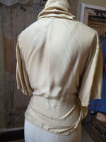 Load image into Gallery viewer, Vintage Max Mara Silk Blouse | Gold Cowl Drape Neck | Fluid Silk | UK 12 pietra
