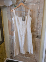 Load image into Gallery viewer, Vintage Y2K NEF Linen Utility Dress | Structured Panelled Shift | UK 6/8 pietra
