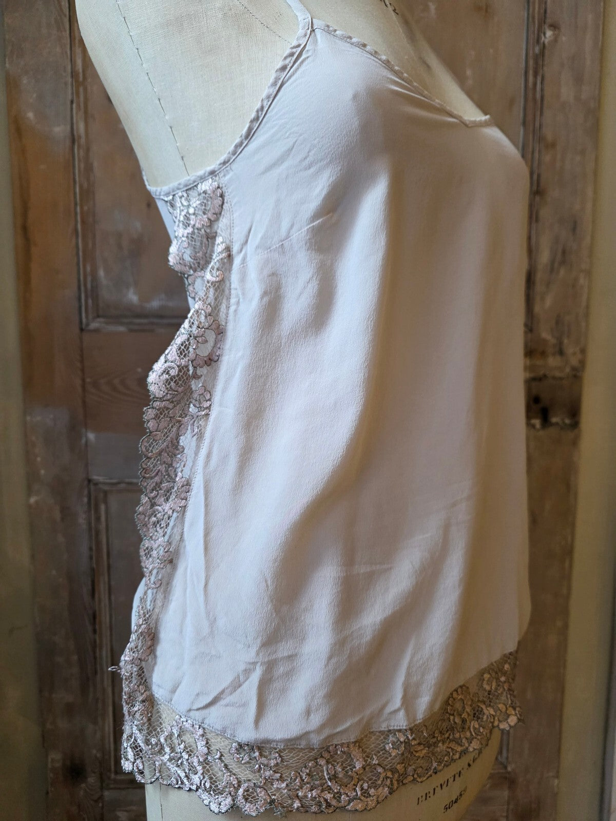 Vintage Y2K Intimissimi Silk & Lace Cami | pietra vory Slip Top | Size M