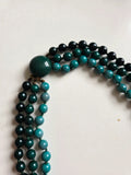 Vintage 1950s–1960s Vintage 3 Strand Green Glass Bead Necklace