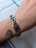 Vintage Blue Rhinestone Floral Bracelet – 1950s