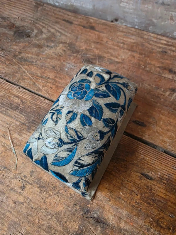 Victorian Silk Needlepoint Sewing Box / Trinket Box
