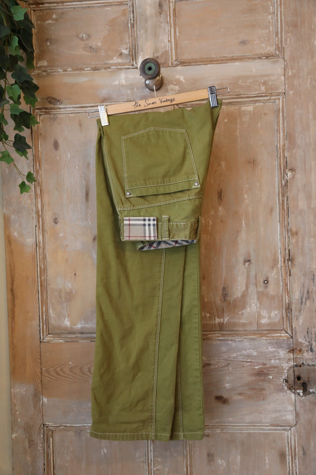 Vintage Y2K Green Burberry trousers - cotton denim UK8