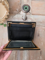 Load image into Gallery viewer, Vintage Art Deco Box Compact Handbag - Black &amp; Gold
