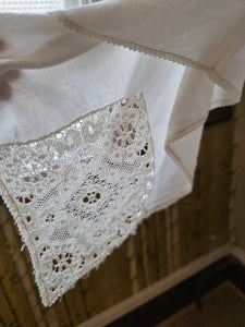 Vintage Upcycled Linen Fairy Top – Handmade Boho Blouse, Open Size, Lace Detail