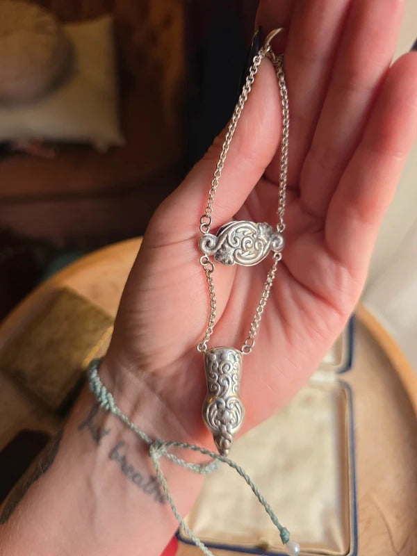 Antique Victorian Style Sterling Silver 925 Scissor Case Chatelaine